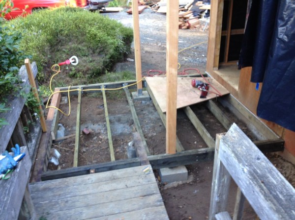 Porch perimeter set and joists nailed in