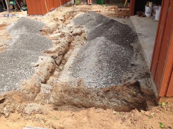 New trenches with gravel filler