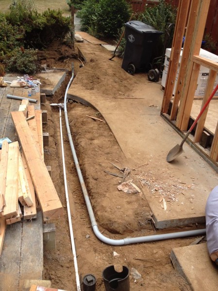 This conduit will provide power for a (possible) future workshop