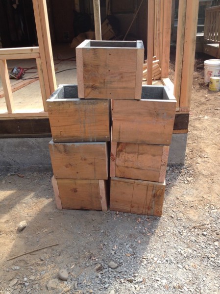 12"x12"x12" forms, which we eventually cut in half to be only 6" tall