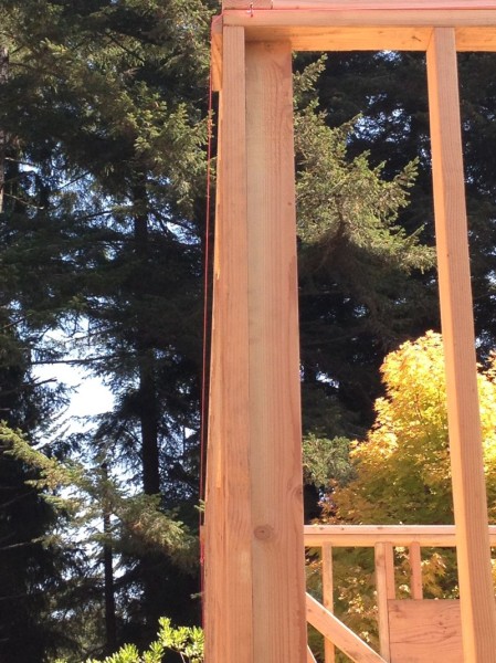 Outer wall plumbed with string
