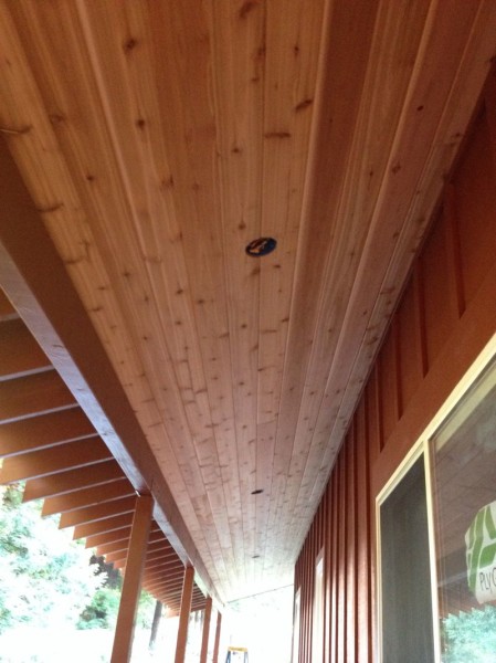 Ceiling for covered walkway finished
