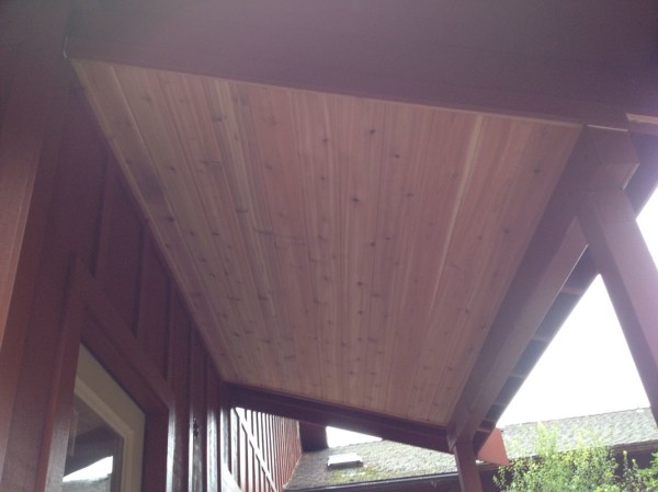 Front porch overhang with final trim