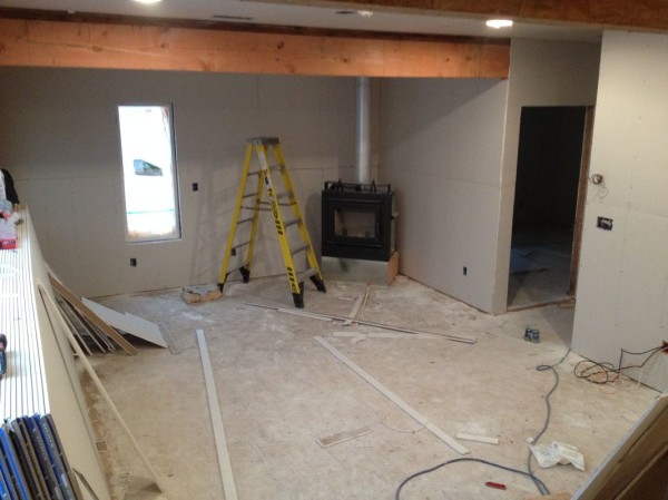 Living room sheetrock nearly complete