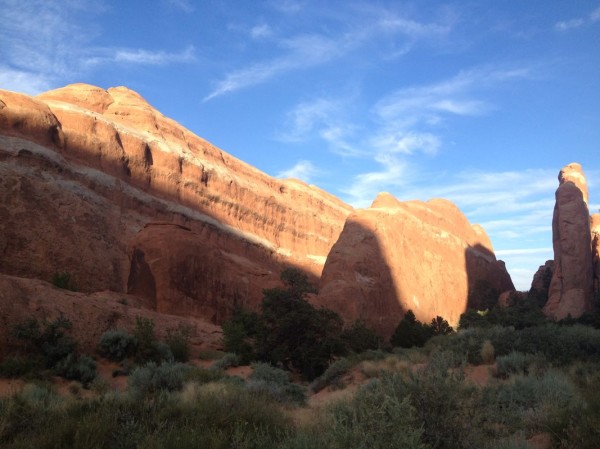 Sunset on the rock face